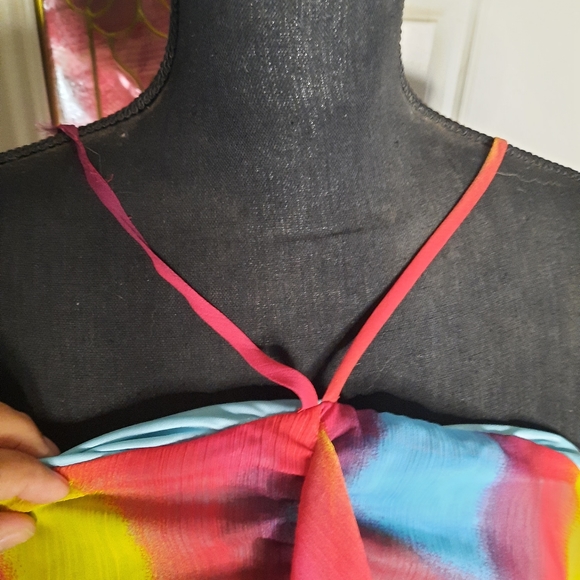 Halter style multi color roushing top - Picture 3 of 8